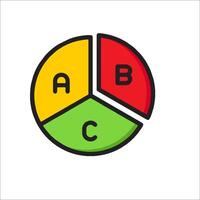 A pie chart with the letters abc and b vector