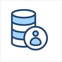 A person icon is next to a stack of data vector