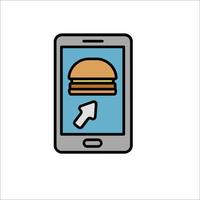 A hamburger is shown on a smartphone screen vector