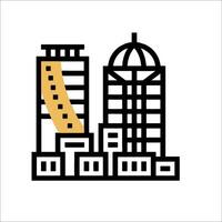 A city skyline with a building and a yellow ribbon vector