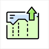 A graph with an arrow pointing up and a green arrow pointing down vector