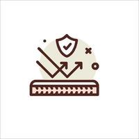 A line icon of a shield and a sword vector