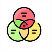 A venn diagram with three different colored circles vector