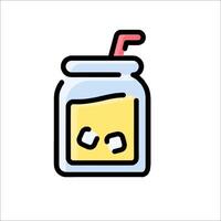 A jar with a drink and a straw vector