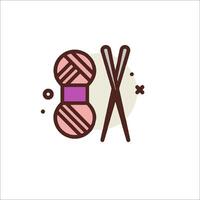 A pair of knitting needles and yarn on a white background vector