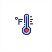 A thermometer icon with a red circle vector