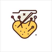 A pin and needle icon with a heart vector