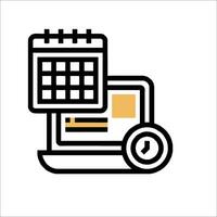 A calendar icon with a clock and a calendar vector