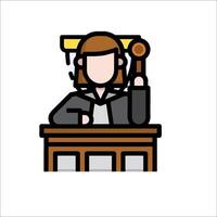 A judge sitting at a desk with a gavel vector