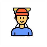 A man wearing a hat and holding a tool vector