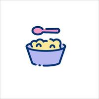 A bowl of cereal with a spoon in it vector