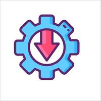 A gearwheel with an arrow pointing to the right vector