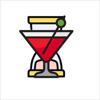 A martini glass with a cocktail in it vector