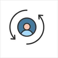 A person is in a circle with arrows pointing to the left and right vector