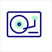 A blue and green icon of a turntable vector