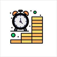 Time management icon with clock and stacks of money vector