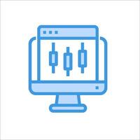 A computer monitor with a bar graph on it vector