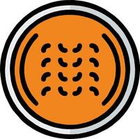 A circular orange object with a black outline vector