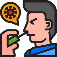 Illustration of man with a syringe and a speech bubble vector