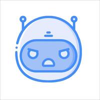 A robot head with an angry expression vector