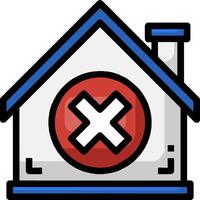 A house with an x symbol on it vector