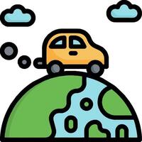 Car driving over the earth icon vector