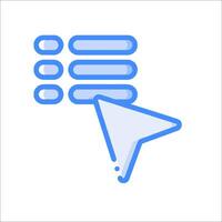 A blue arrow pointing to a button vector