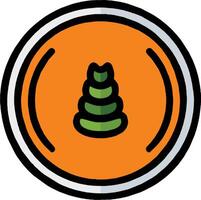 A green pine tree in an orange circle vector