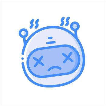 A robot with a sad face on it vector