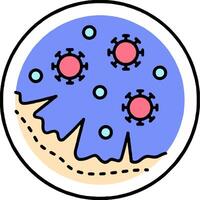 A circle with a blue and pink virus on it vector