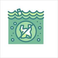 A green and white sign with a trash can and a trash bag vector