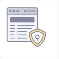 A website with a shield and a padlock icon vector