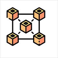 A line drawing of a cube with four cubes inside vector