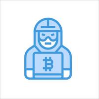 A man in a mask holding a bitcoin icon vector