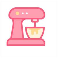 A pink mixer with a bowl of batter vector