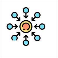 A circle with arrows pointing to it vector