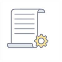 A document with a gear and a paper vector