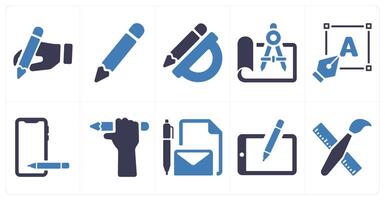 A set of 10 design and creativity icons as writing, pencil, geometry vector