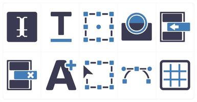 A set of 10 editing tools icons as paragraph, text, transform vector