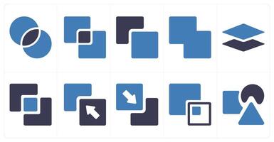 A set of 10 editing tools icons as intersection, intersect, subtract vector
