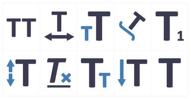 A set of 10 editing tools icons as capital letter, letter spacing, text size vector