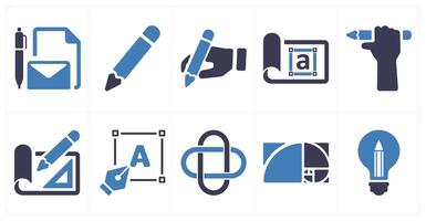 A set of 10 design and creativity icons as write document, pencil, writing vector