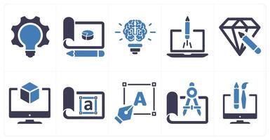 A set of 10 design and creativity icons as bulb, idea, website launch vector