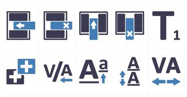 A set of 10 editing tools icons as insert row, delete row, insert coloumn vector
