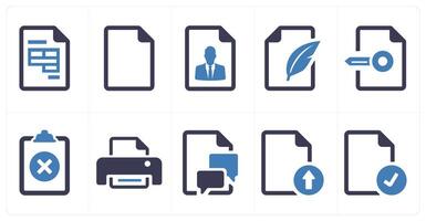 A set of 10 File icons as document, paper, horizontal document vector