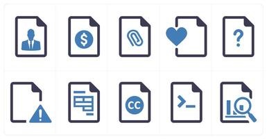 A set of 10 File icons as document, paper, horizontal document vector