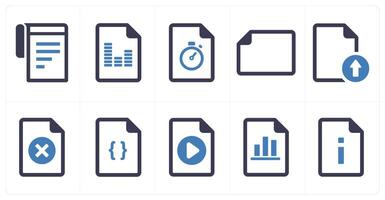 A set of 10 File icons as document, paper, horizontal document vector