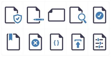A set of 10 File icons as document, paper, horizontal document vector