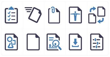 A set of 10 File icons as document, paper, horizontal document vector