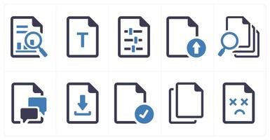 A set of 10 File icons as document, paper, horizontal document vector